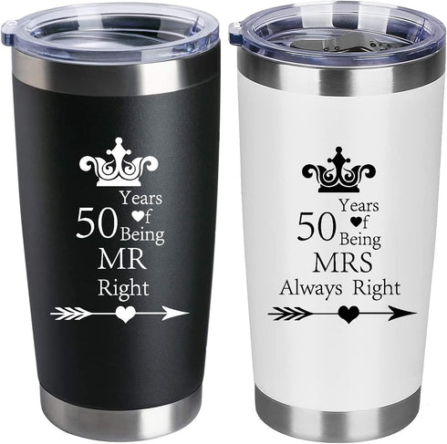 Pack of 2 Wedding 50th Anniversary Tumblers for Couples